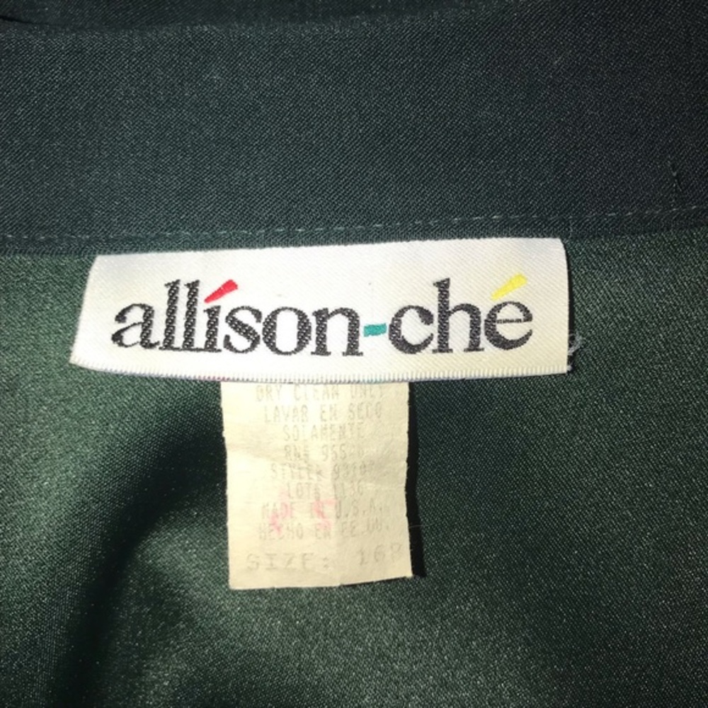 Allison-Che Vintage Hunter Green Shirt, Size 16P - Picture 4 of 5